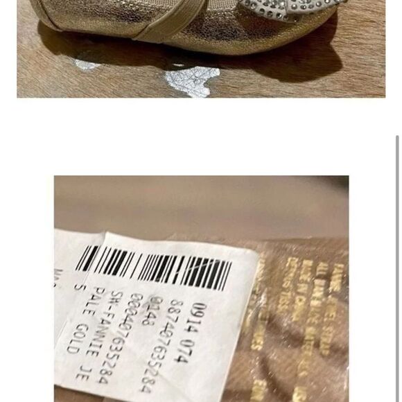 Stuart Weitzman Mary Jane Flats, Gold Glitter Bow Flats, New, Toddler Girl - Picture 2 of 2